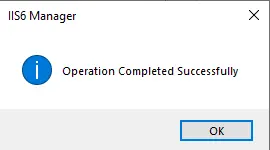 IIS manager operation completed successfully