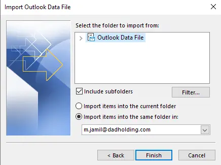 Import PST to Outlook 365