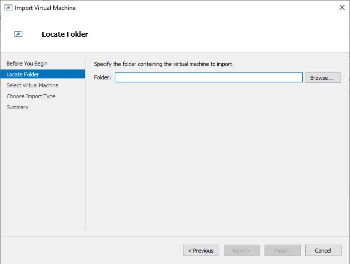 Import VM locate folder