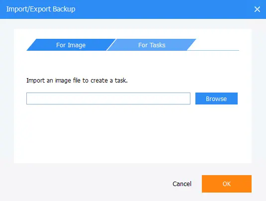 Import backup in AOMEI backupper