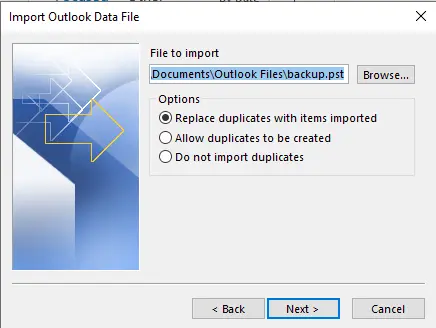 Import outlook data file outlook 365