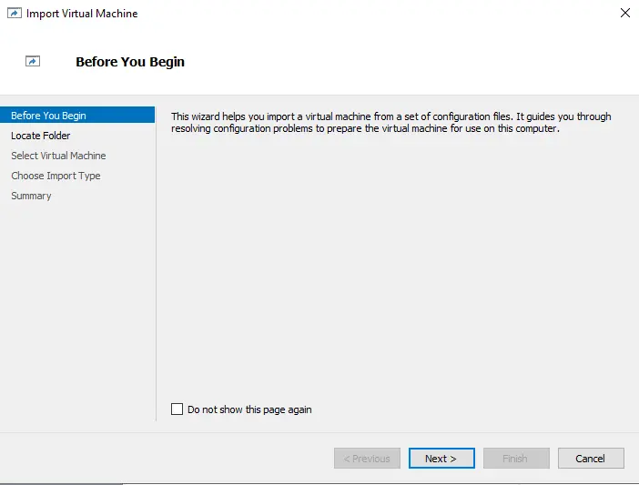 Import virtual machine Hyper-V