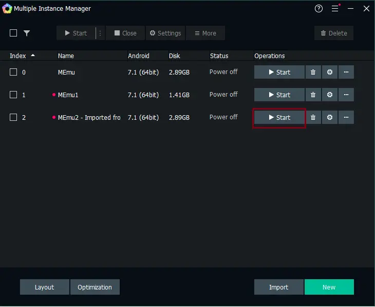 Imported multiple instance manager