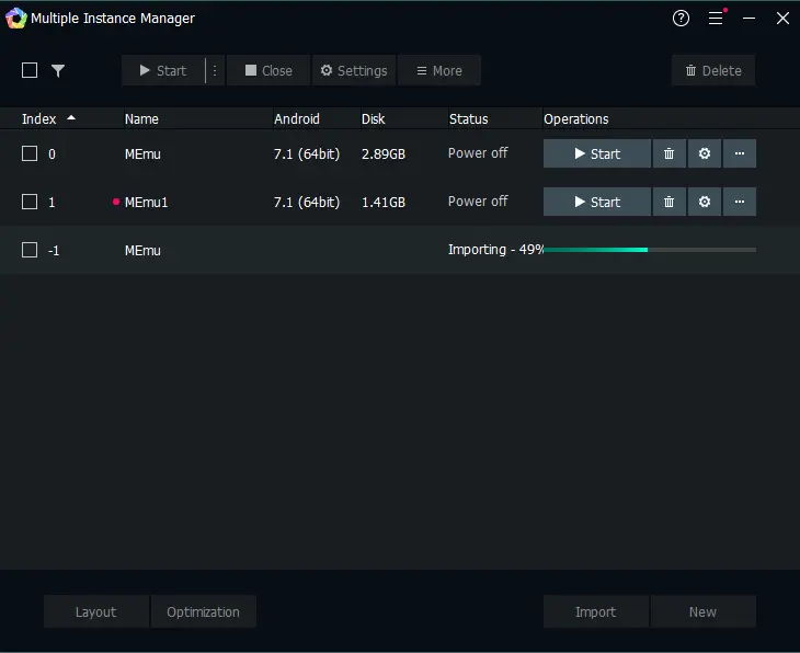 Importing multiple instance manager