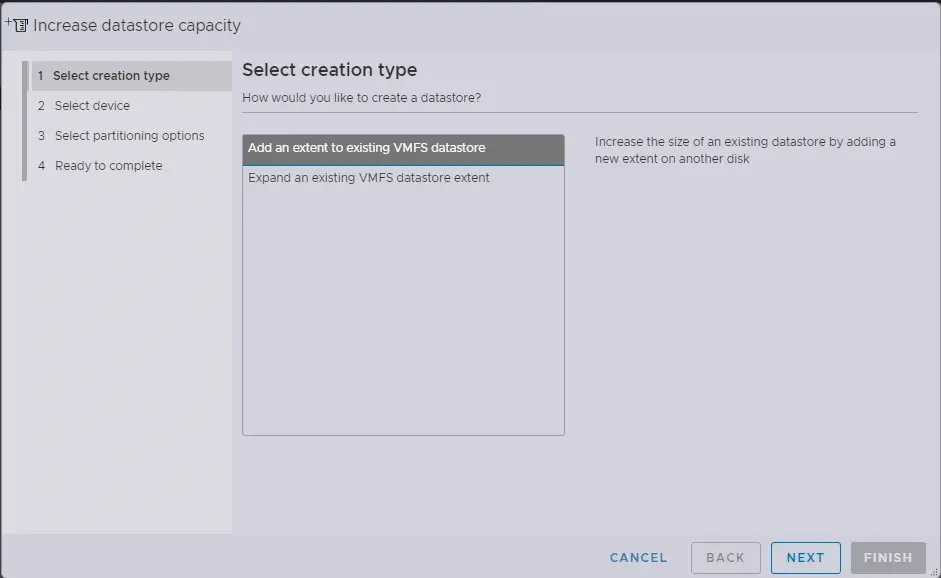 Increase ESXi host datastore capacity