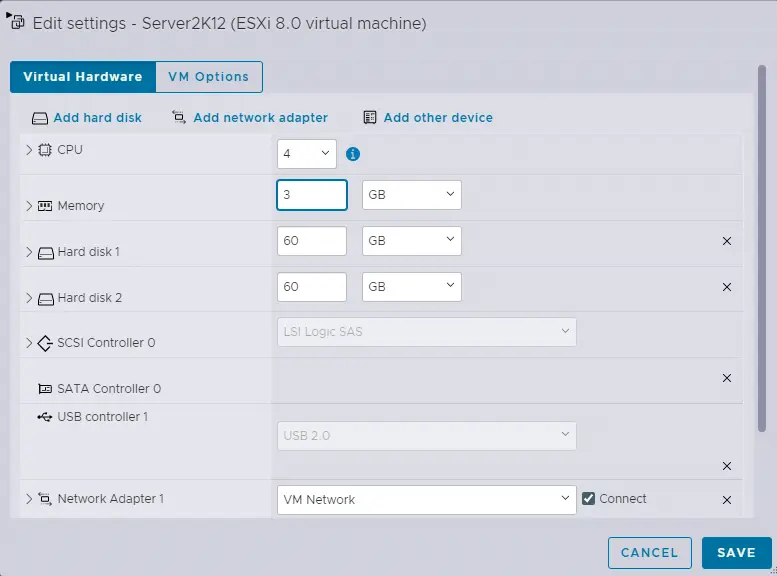 Increase VM CPU and Memory