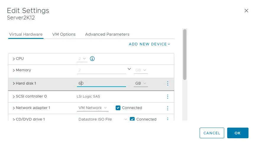 Increase VM disk size