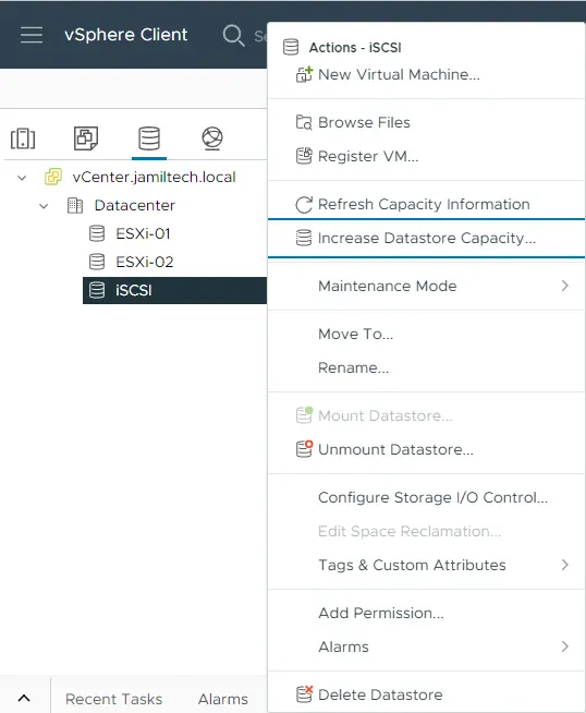 Increase VMFS datastore capacity