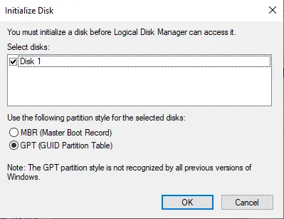 Initialize disk