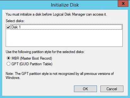 Initialize disk