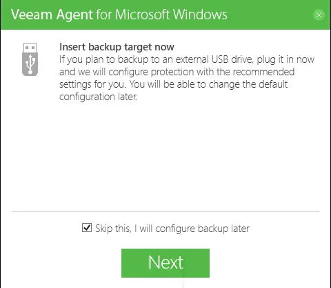 Insert backup target now Veeam