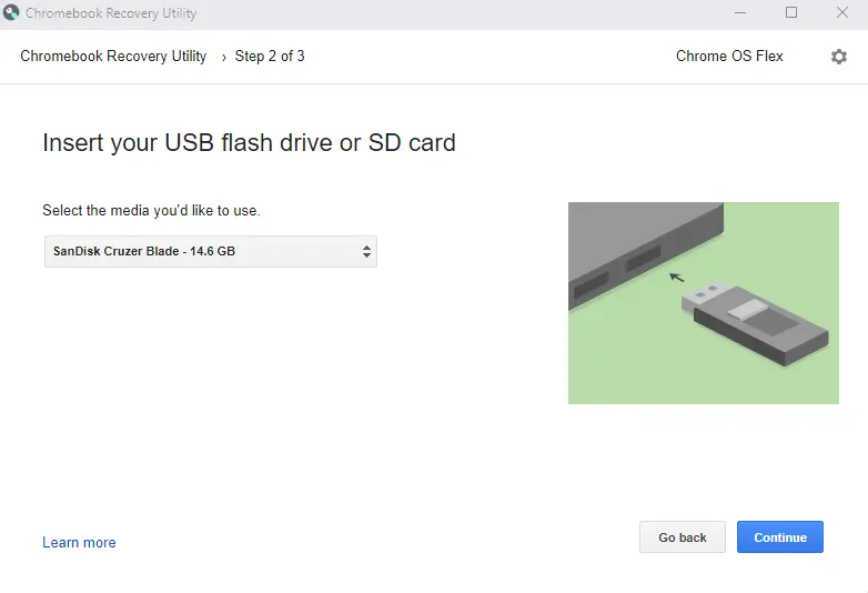Insert your USB flash drive