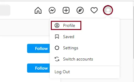 Instagram profile menu