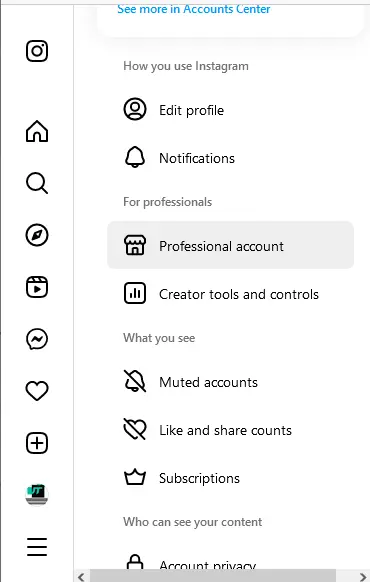 Instagram profile settings