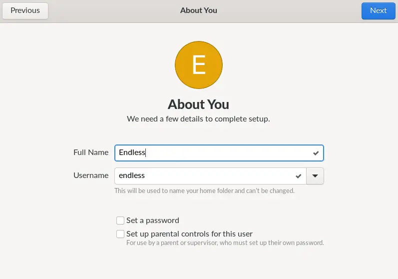 Install Endless OS about you