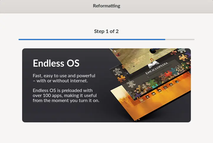 Install Endless OS reformatting