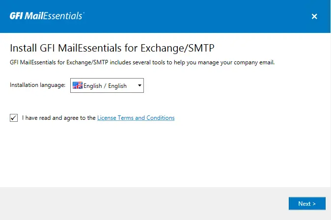 Install GFI MailEssentials for Exchange