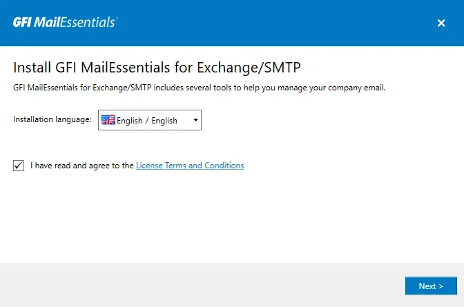 Install GFI MailEssentials for Exchange/SMTP