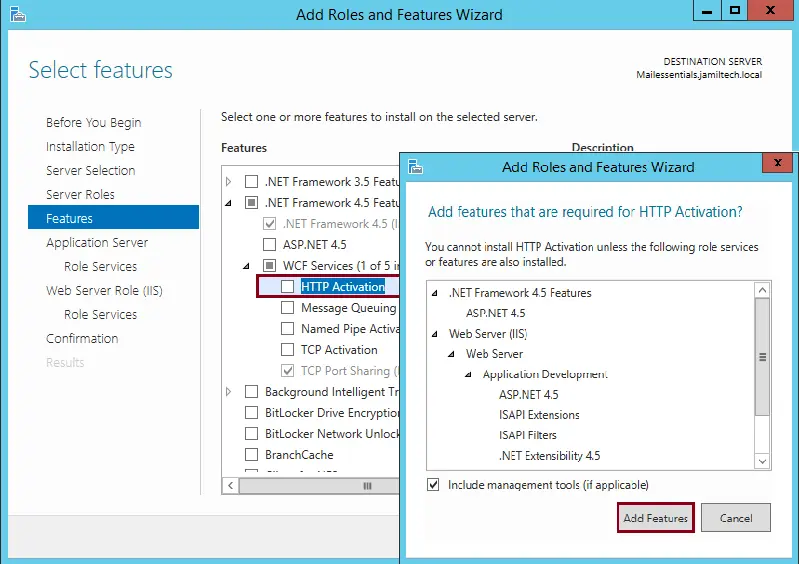 Install HTTP activation features