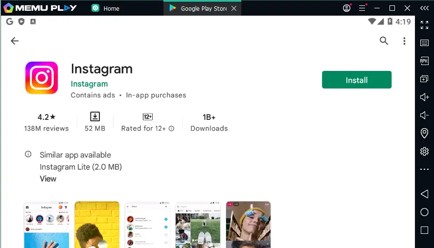 Install Instagram MemuPlay