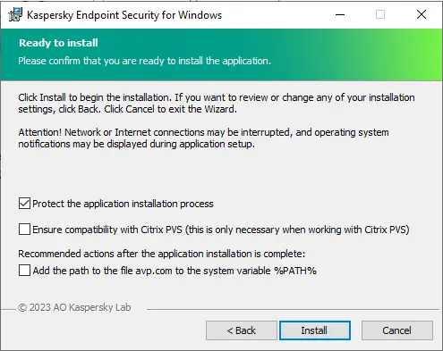 Install Kaspersky endpoint security