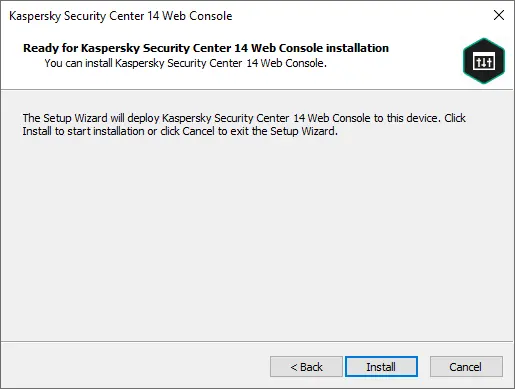 Install Kaspersky security center 14 web console