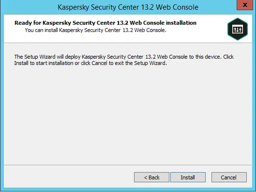 Install Kaspersky security center web console