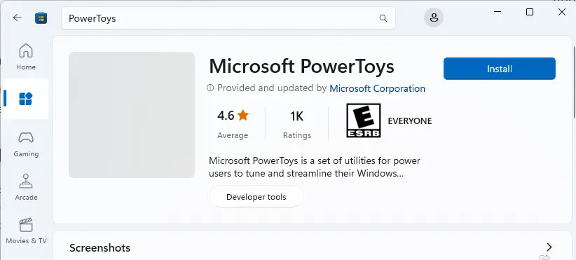 Install Microsoft PowerToys