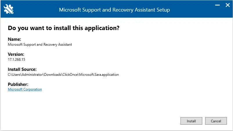 Install Microsoft support and recovery assistant tool