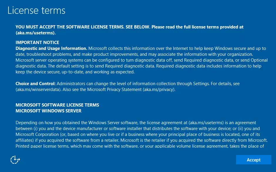 Install SCVMM accept license terms