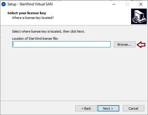 Install StarWind select license key