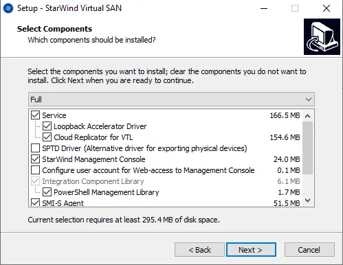 Install StarWind virtual tape library components
