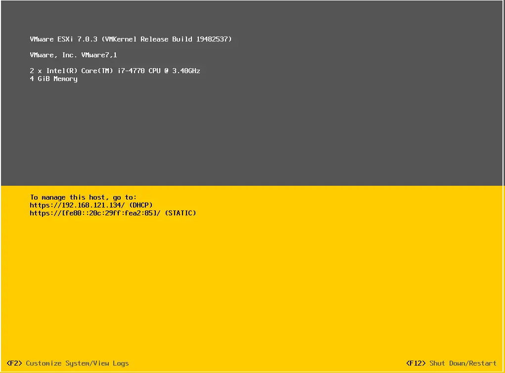 Install VMware ESXi host 7