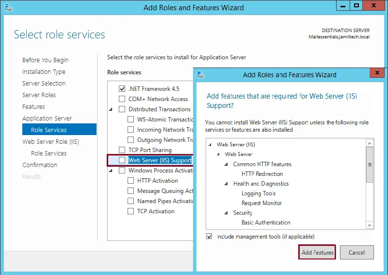 Install Web Server (IIS) support