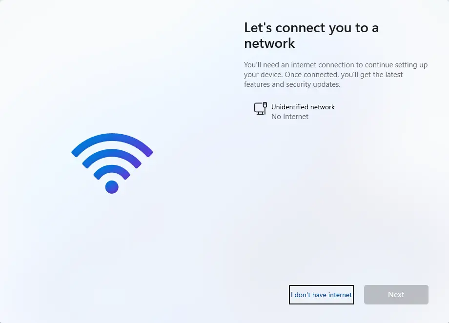 Install Windows 11 connect to network