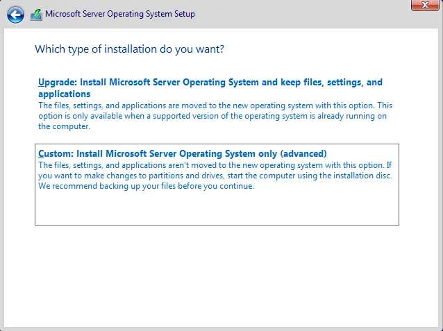Install Windows 2022 Server