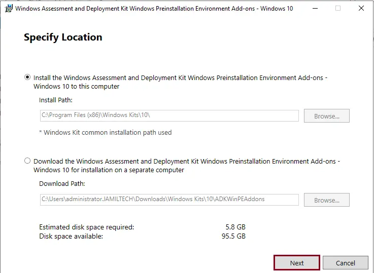 Install Windows Assessment and deployment Kit