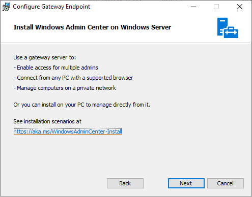 Install Windows admin center