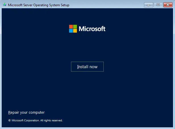 Install Windows server 2022 core