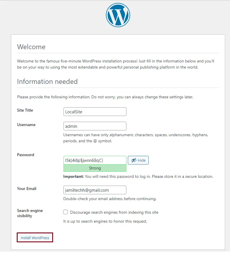 Install WordPress on Laragon