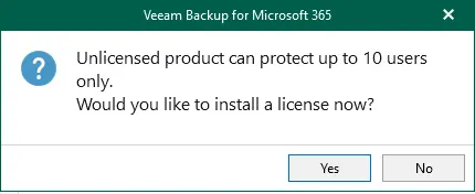 Install a license now Veeam