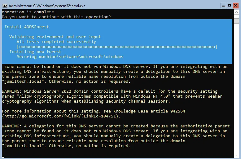 Install active directory core server