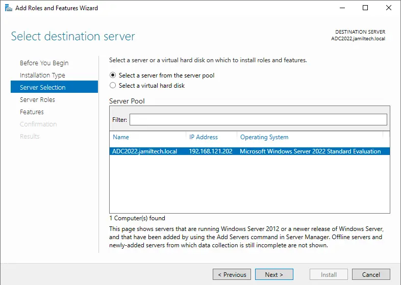 Install active directory domain controller