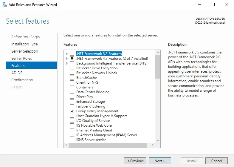 Install additional domain controller features