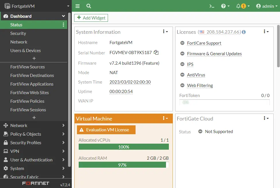 Install and configure FortigateVM