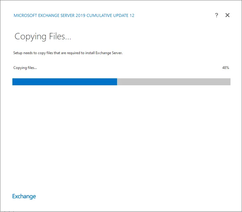 Install exchange 2019 copying files