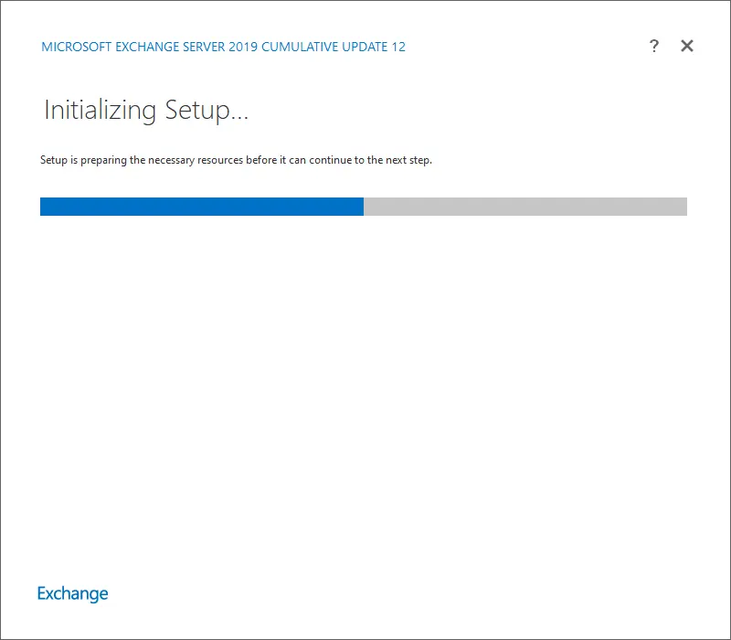 Install exchange 2019 initializing setup