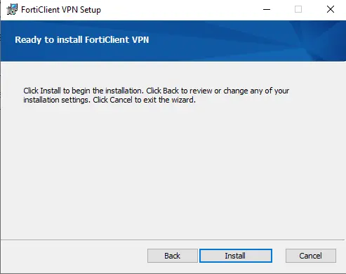 Install forticlient VPN