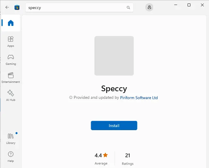 Install speccy app