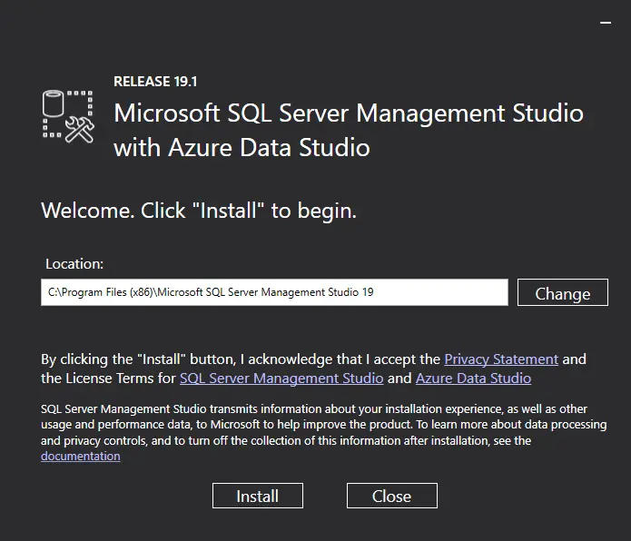 Install sql server management studio